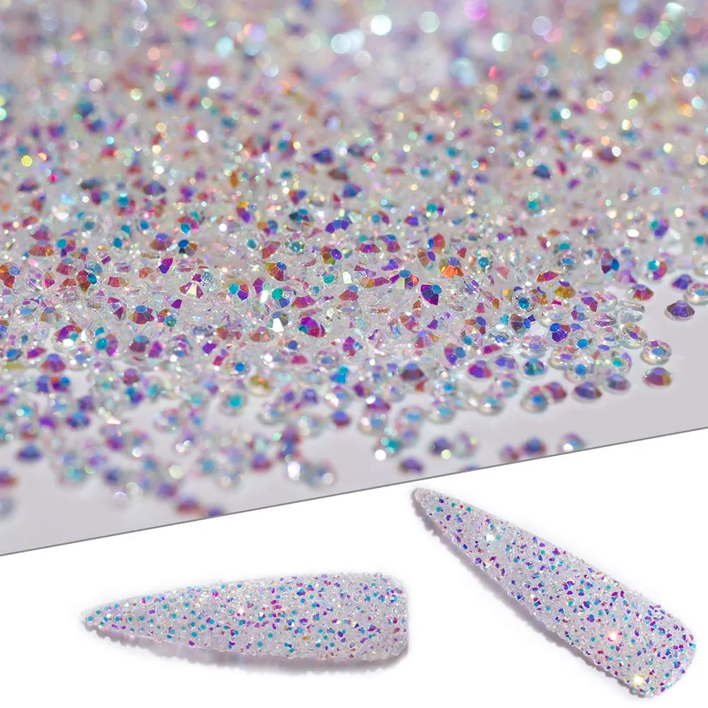 48PCS Large 3D Silver Alloy Nail Rhinestones Charm with Iridescent Color for Manicure Metal Frame, Big Gem Jewel Stone Crystal Diamond for Nail Art, Tweezer Included