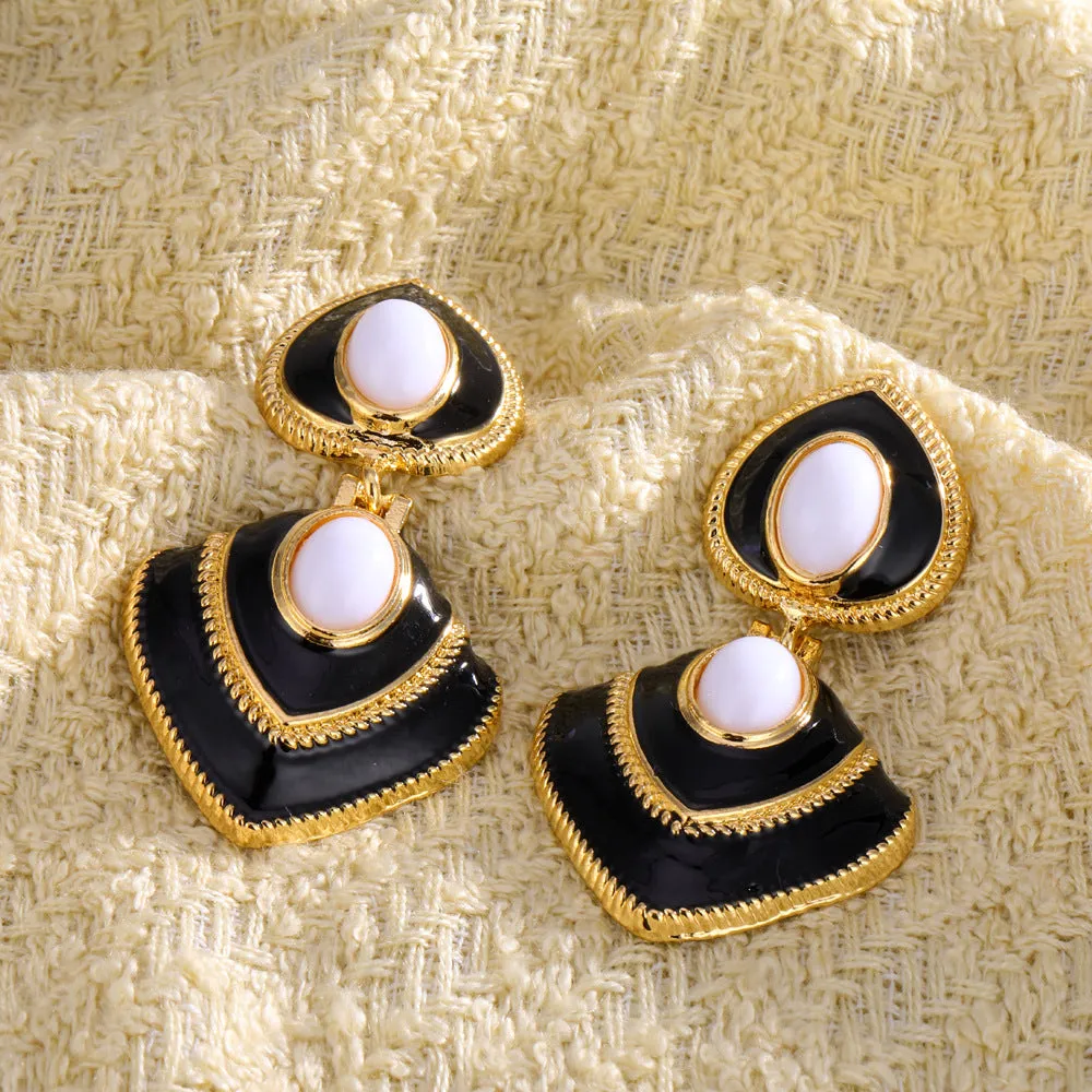 5 Pairs Lot Color Matching Water Drop Earrings Gold Plated Women Retro Jewelry