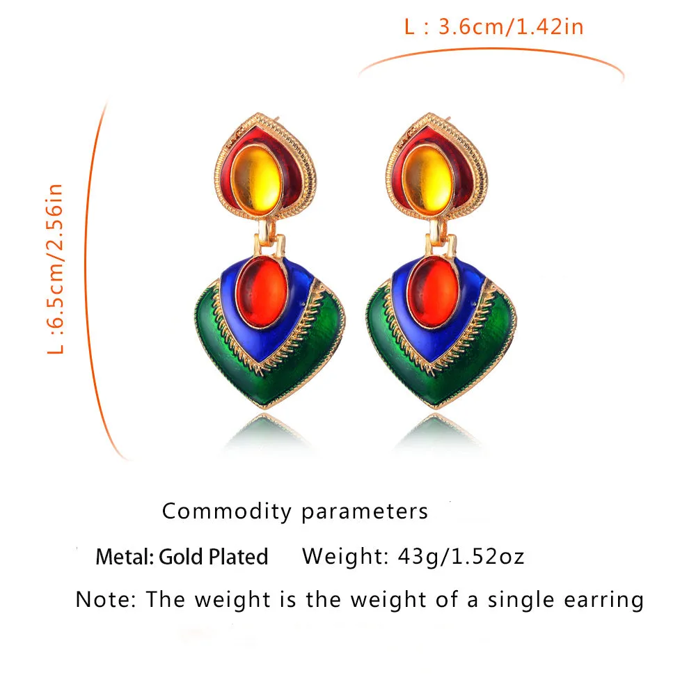 5 Pairs Lot Color Matching Water Drop Earrings Gold Plated Women Retro Jewelry