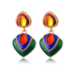 5 Pairs Lot Color Matching Water Drop Earrings Gold Plated Women Retro Jewelry