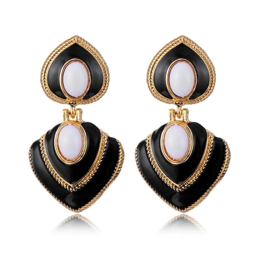 5 Pairs Lot Color Matching Water Drop Earrings Gold Plated Women Retro Jewelry