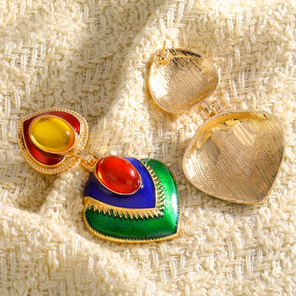 5 Pairs Lot Color Matching Water Drop Earrings Gold Plated Women Retro Jewelry
