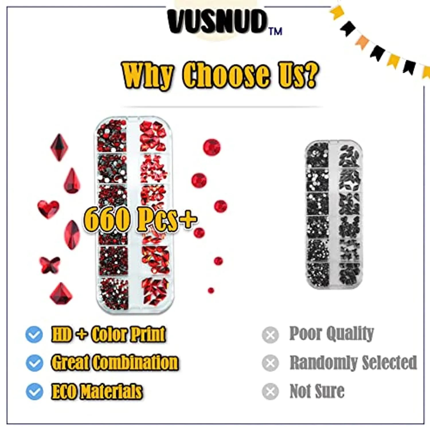 660Pcs - Red - Nail Gems Rhinestones Flat Back, Nail Crystals Diamonds with Different Shapes
