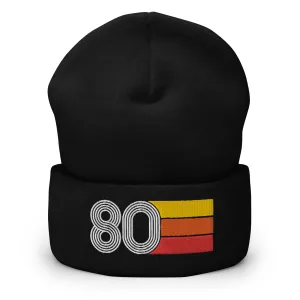 80 Number 1980 Birthday Retro Men's Women's Cuffed Beanie