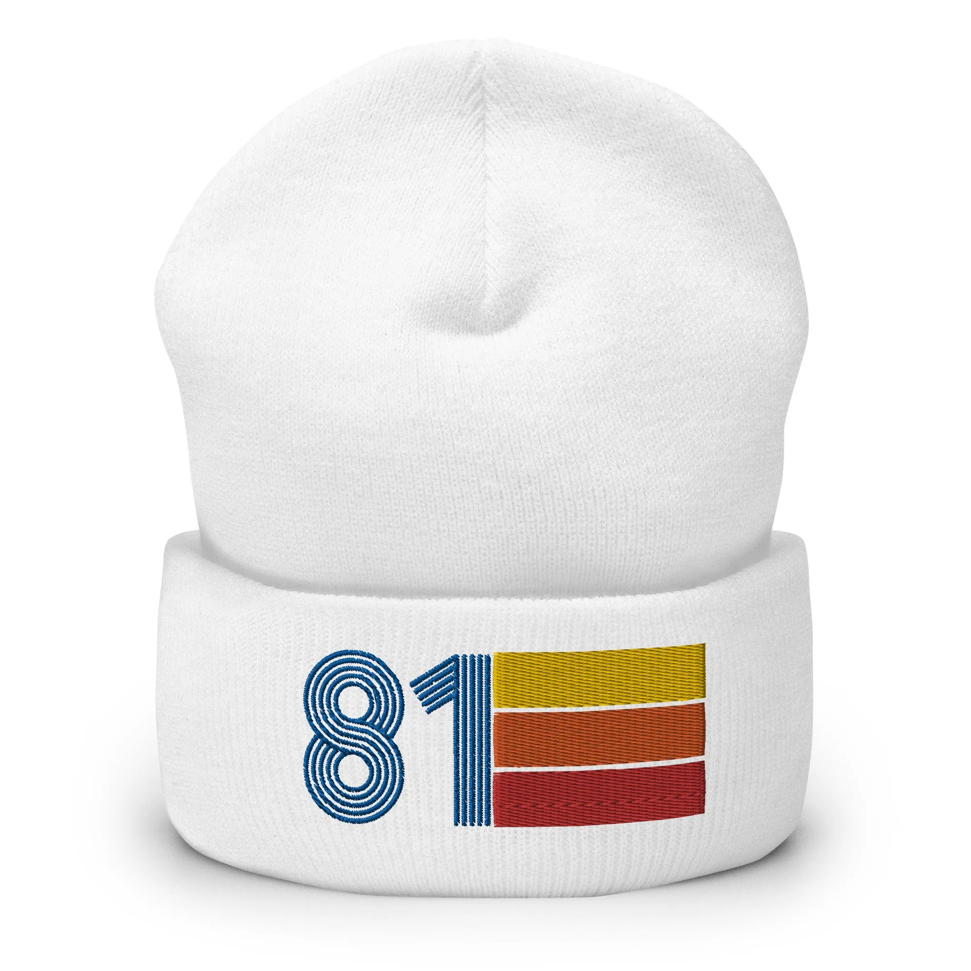 81 Number 1981 Birthday Retro Men's Women's Cuffed Beanie