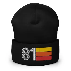 81 Number 1981 Birthday Retro Men's Women's Cuffed Beanie