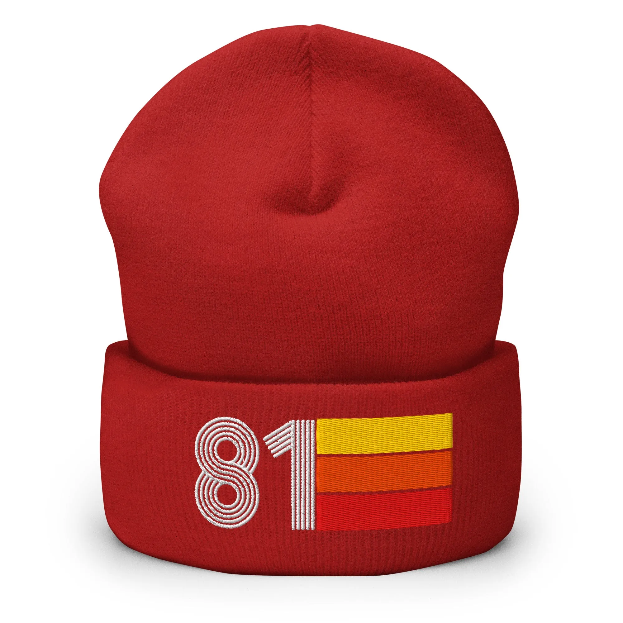 81 Number 1981 Birthday Retro Men's Women's Cuffed Beanie