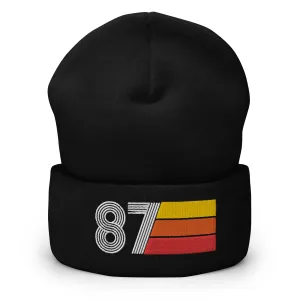 87 Number 1987 Birthday Retro Men's Women's Cuffed Beanie