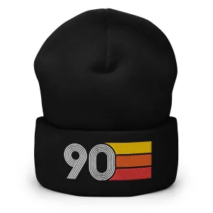 90 Number 1990 Birthday Retro Men's Women's Cuffed Beanie