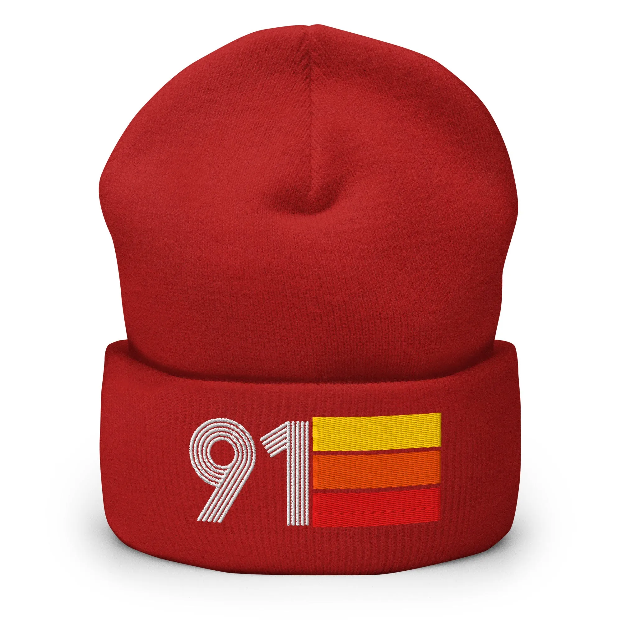 91 Number 1991 Birthday Retro Men's Women's Cuffed Beanie