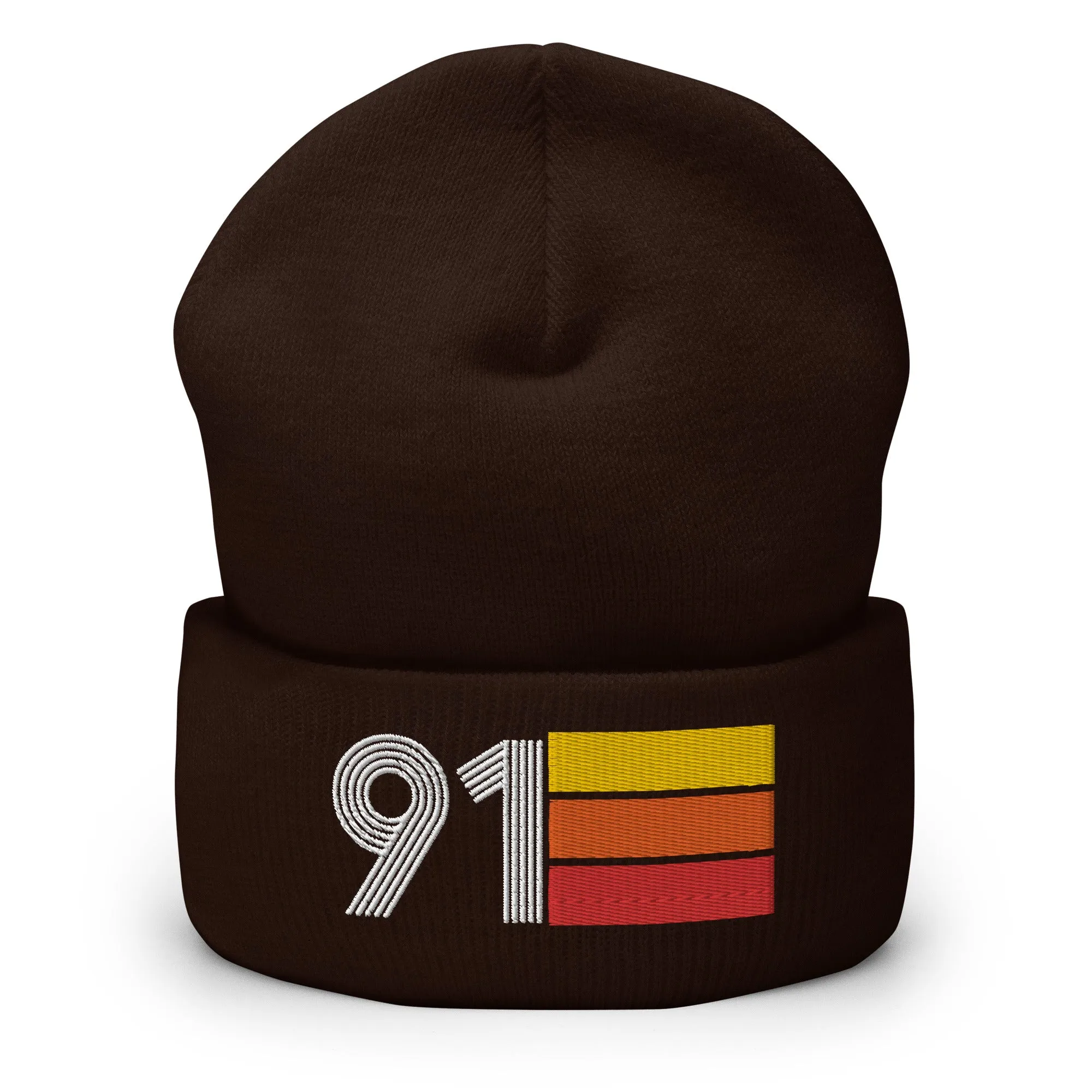 91 Number 1991 Birthday Retro Men's Women's Cuffed Beanie