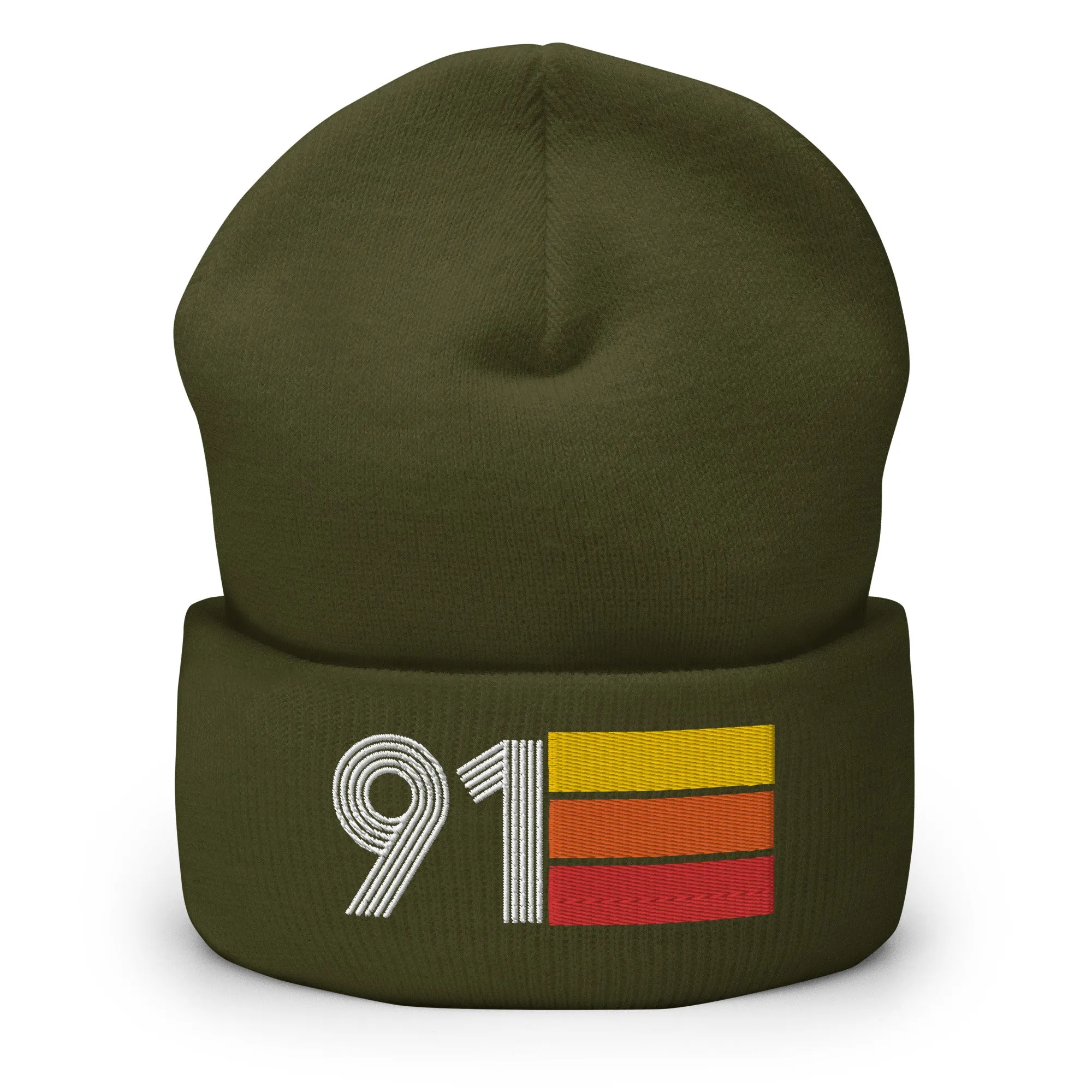 91 Number 1991 Birthday Retro Men's Women's Cuffed Beanie