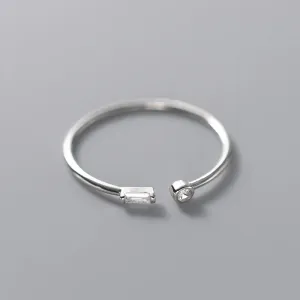 925 Sterling Silver Thin Ring Cubic Zirconia Adjustable Rings 14K Gold Plated Ring For Women Wedding Gift for Her
