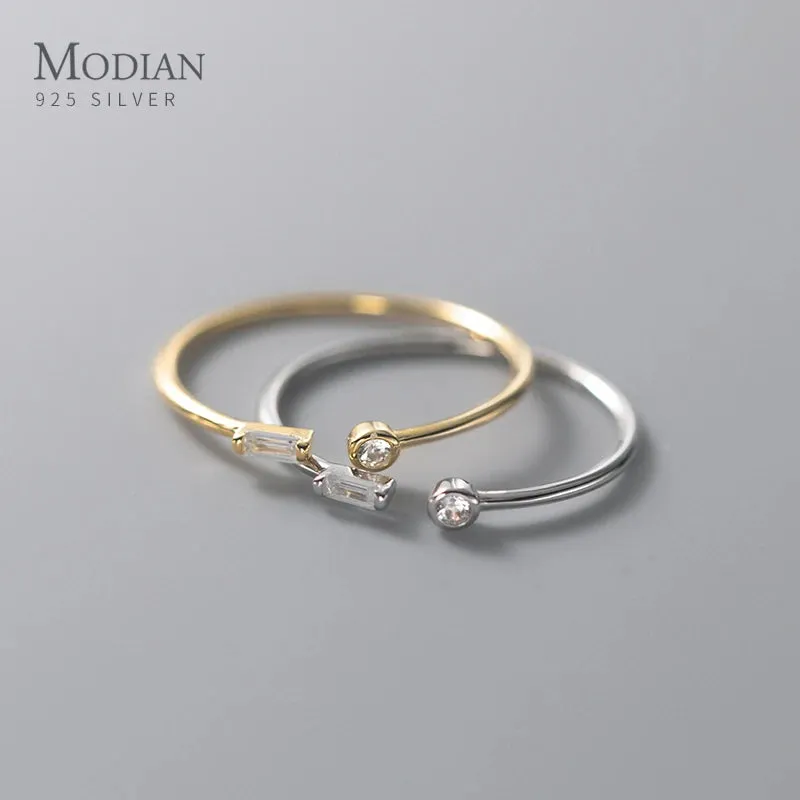 925 Sterling Silver Thin Ring Cubic Zirconia Adjustable Rings 14K Gold Plated Ring For Women Wedding Gift for Her