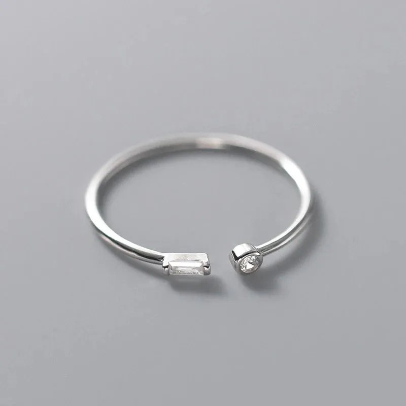 925 Sterling Silver Thin Ring Cubic Zirconia Adjustable Rings 14K Gold Plated Ring For Women Wedding Gift for Her