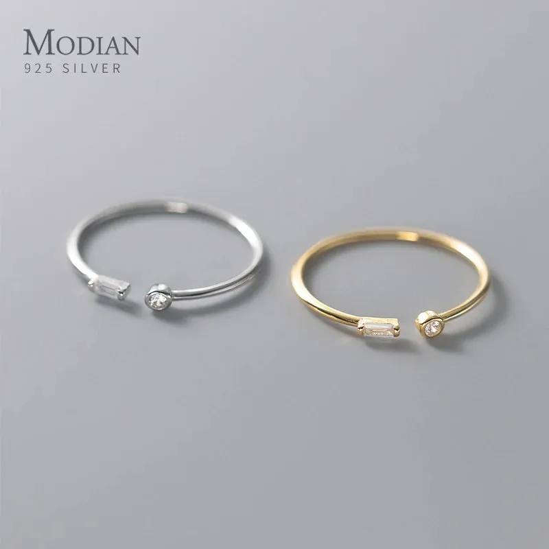 925 Sterling Silver Thin Ring Cubic Zirconia Adjustable Rings 14K Gold Plated Ring For Women Wedding Gift for Her