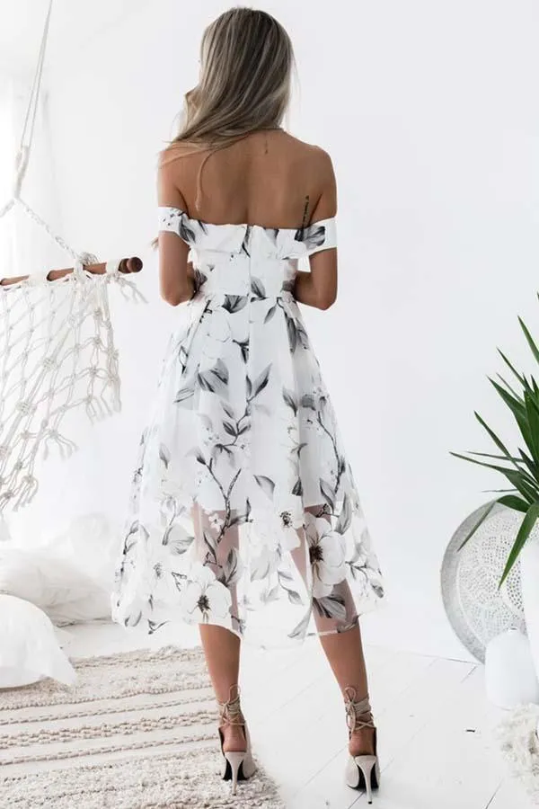 A-line Sleeveless Off The Shoulder Unique Tulle Homecoming Dresses PD014