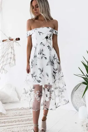 A-line Sleeveless Off The Shoulder Unique Tulle Homecoming Dresses PD014