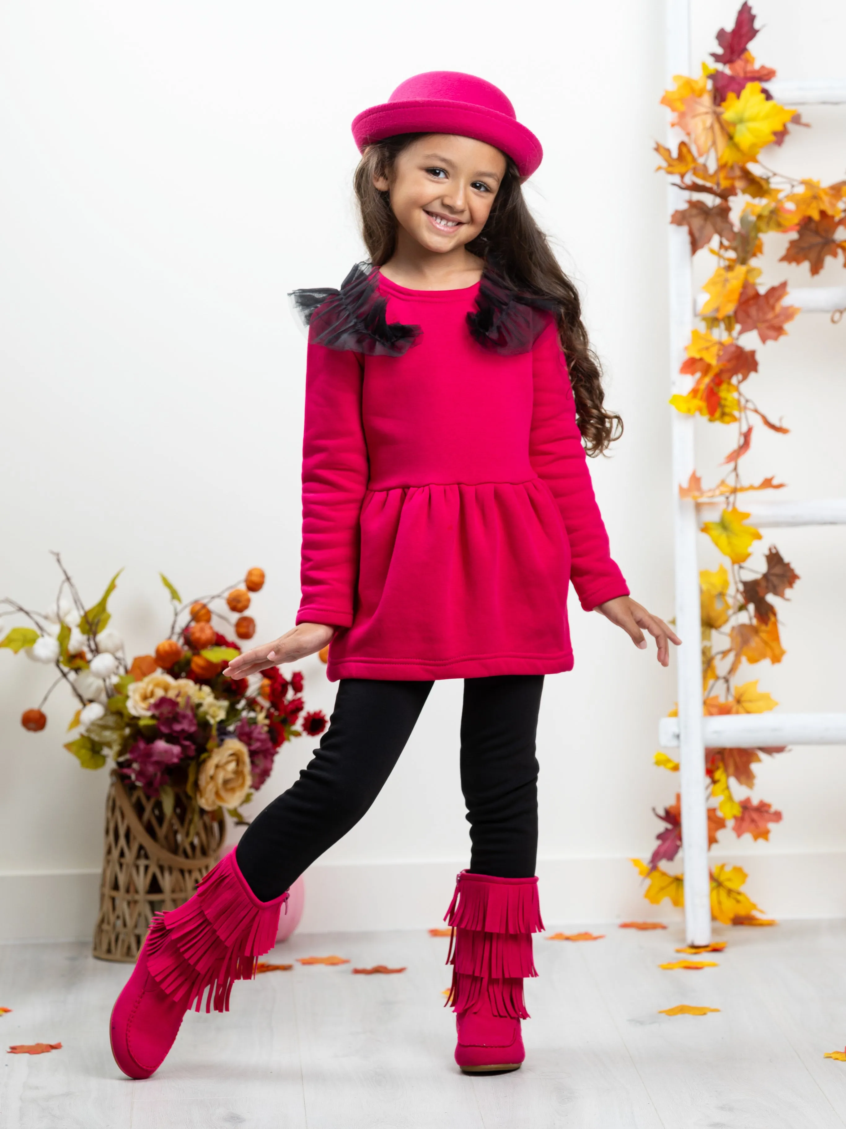 Adorable Pink Tulle Shoulder Tunic by Kids Couture