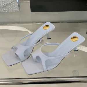 ADVBRIDGE  -  Fashion Square Toe Narrow Band Women Sandals Sexy Open Toe Thin Heel Slide Sandals Simple Comfort Non-slip Summer Women Sandals
