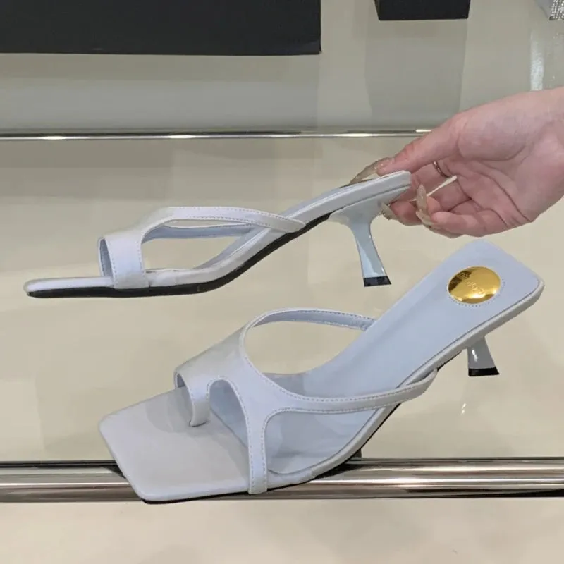 ADVBRIDGE  -  Fashion Square Toe Narrow Band Women Sandals Sexy Open Toe Thin Heel Slide Sandals Simple Comfort Non-slip Summer Women Sandals
