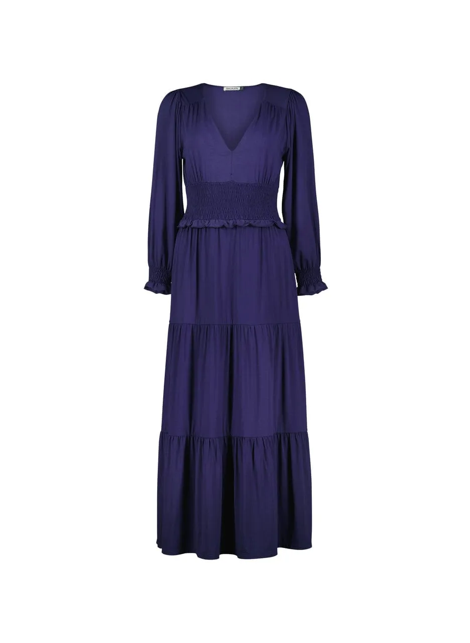 Airin Smocked Waist LENZING™ ECOVERO™ Jersey Midi Dress | Midnight Blue