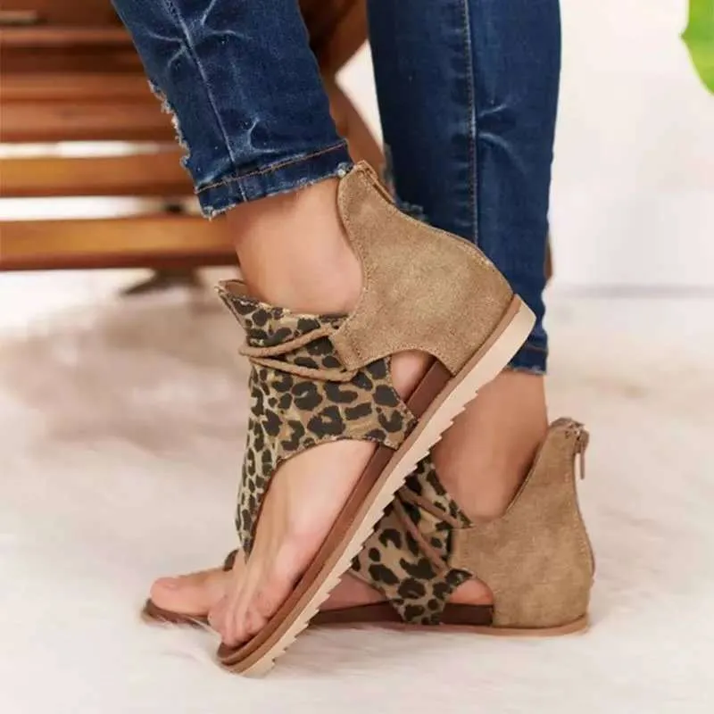 Animal Print Toe Post Sandals
