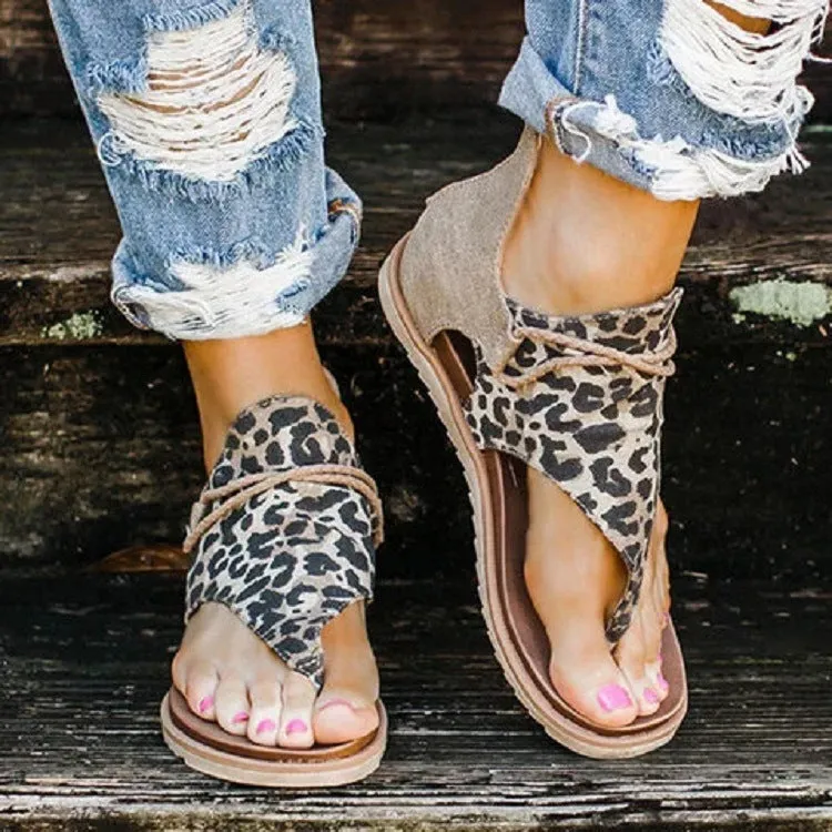 Animal Print Toe Post Sandals