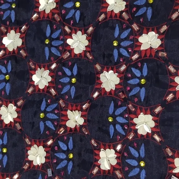 Anthropologie Maeve Women's Skirt Mayfair Beaded Mini Floral Blue Red Size 6