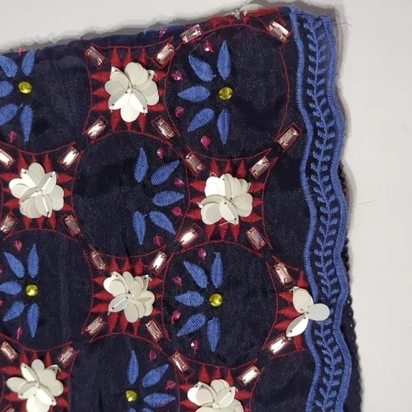 Anthropologie Maeve Women's Skirt Mayfair Beaded Mini Floral Blue Red Size 6