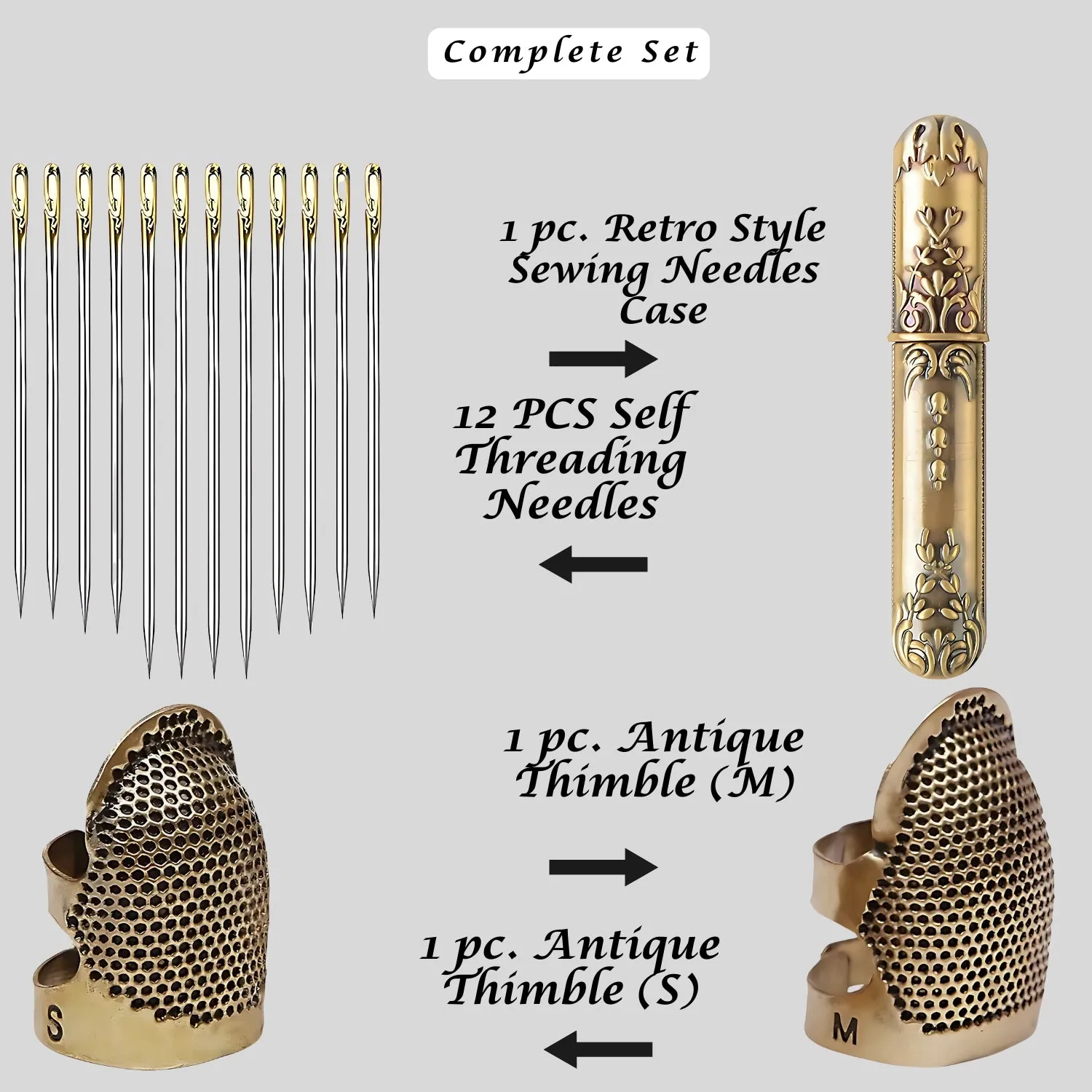 Antique, Vintage & Retro Sewing Thimbles, Needle Case, and Self-Threading Needles
