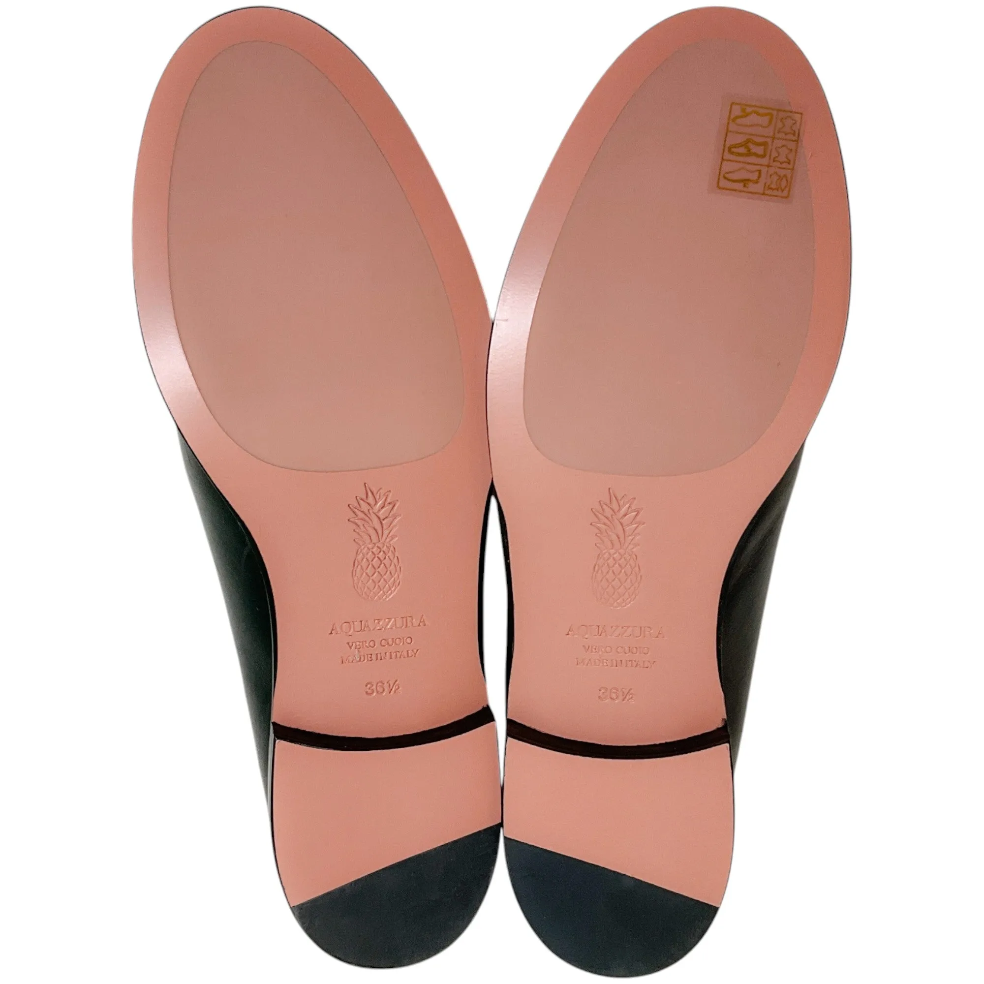 Aquazzura Black / White Brandi Moccasin Loafers