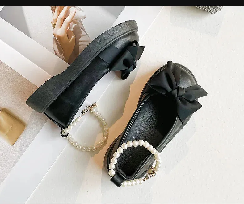 Baby Girl Pearls Ankle Strap Leather Shoe