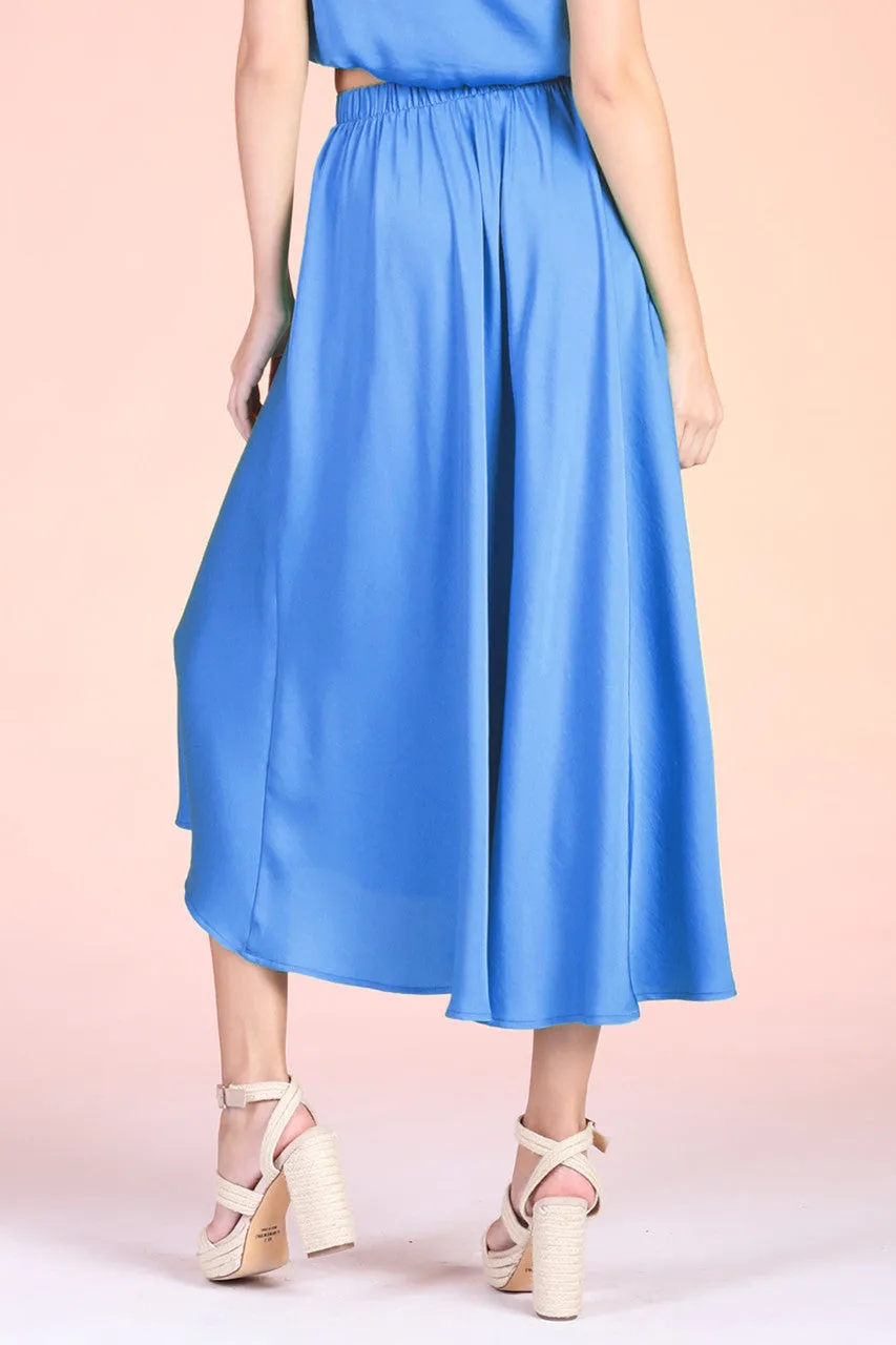 Back In Time Poly Silk Midi Swing Skirt