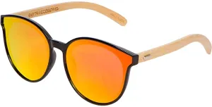 Bamboo Wood Sunglasses for Men and Women, Flat Rimmed Retro Wooden Sunglasses, Red