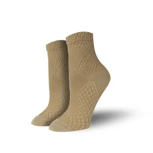 Bambukas Womens Fall Latte Beige Textured Socks
