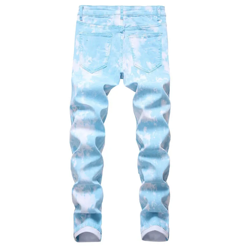 Basic Men's Jeans Elasticity Mid Waisted Jeans Skinny Pencil Pants