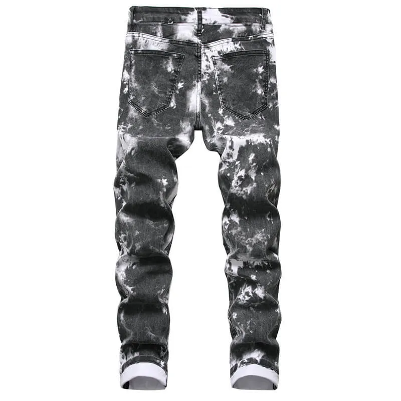 Basic Men's Jeans Elasticity Mid Waisted Jeans Skinny Pencil Pants