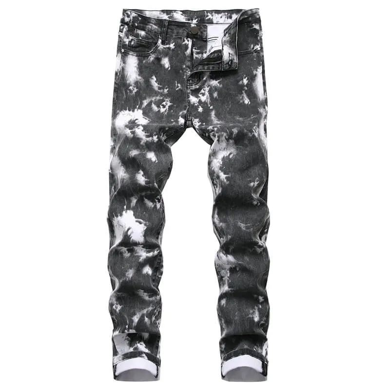 Basic Men's Jeans Elasticity Mid Waisted Jeans Skinny Pencil Pants
