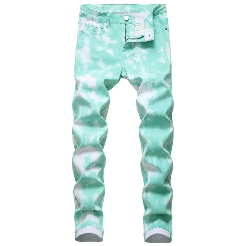 Basic Men's Jeans Elasticity Mid Waisted Jeans Skinny Pencil Pants
