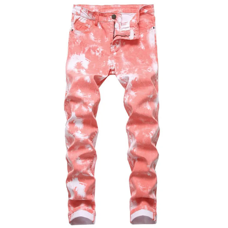 Basic Men's Jeans Elasticity Mid Waisted Jeans Skinny Pencil Pants
