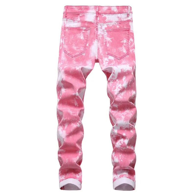Basic Men's Jeans Elasticity Mid Waisted Jeans Skinny Pencil Pants