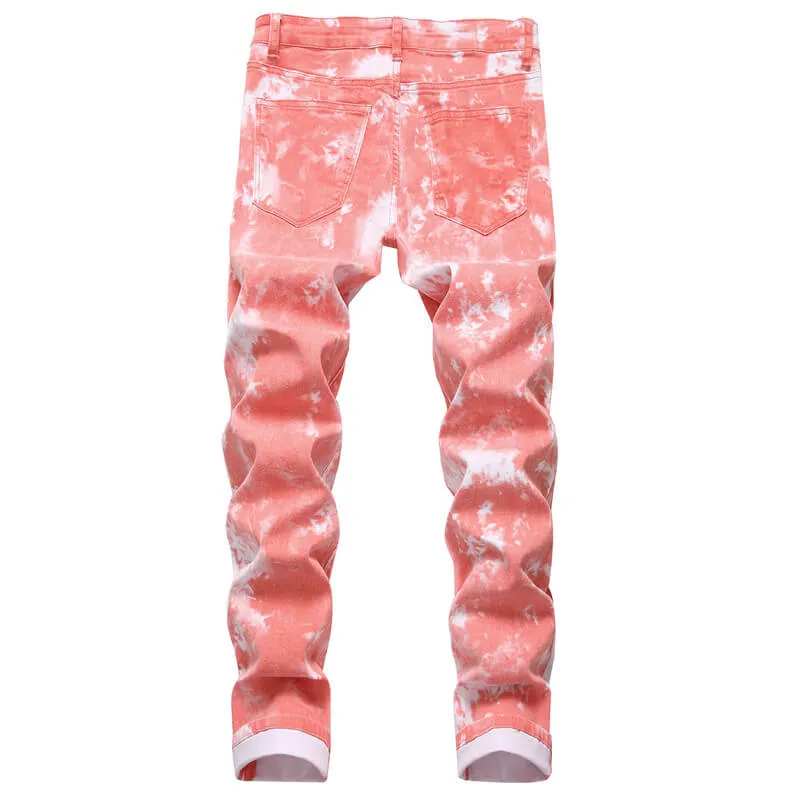 Basic Men's Jeans Elasticity Mid Waisted Jeans Skinny Pencil Pants