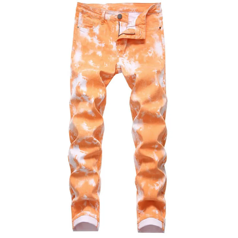 Basic Men's Jeans Elasticity Mid Waisted Jeans Skinny Pencil Pants
