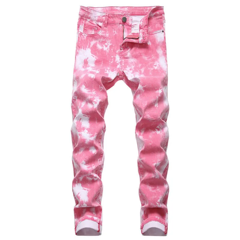 Basic Men's Jeans Elasticity Mid Waisted Jeans Skinny Pencil Pants