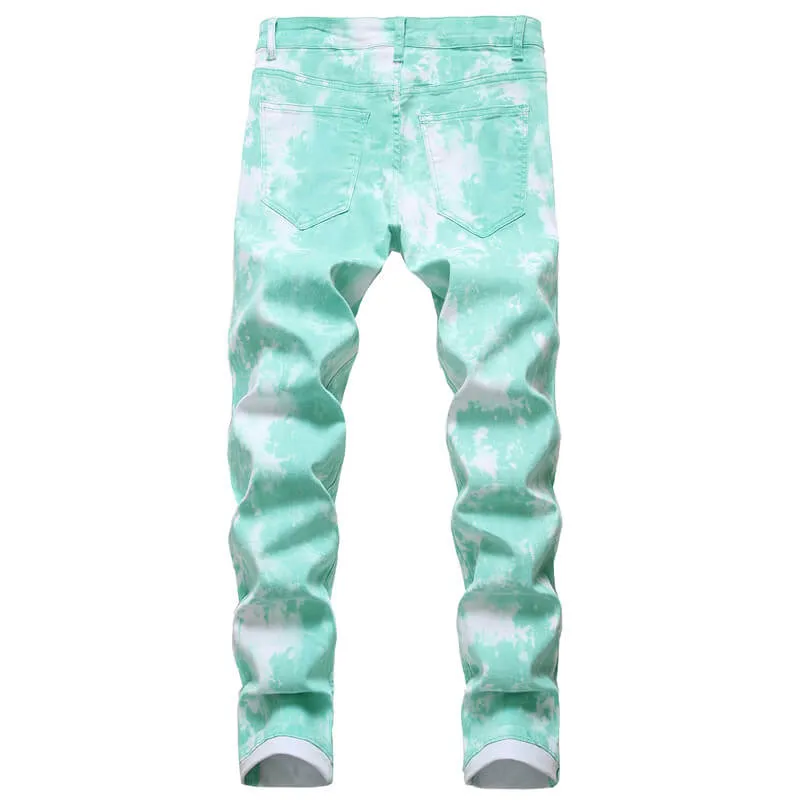 Basic Men's Jeans Elasticity Mid Waisted Jeans Skinny Pencil Pants