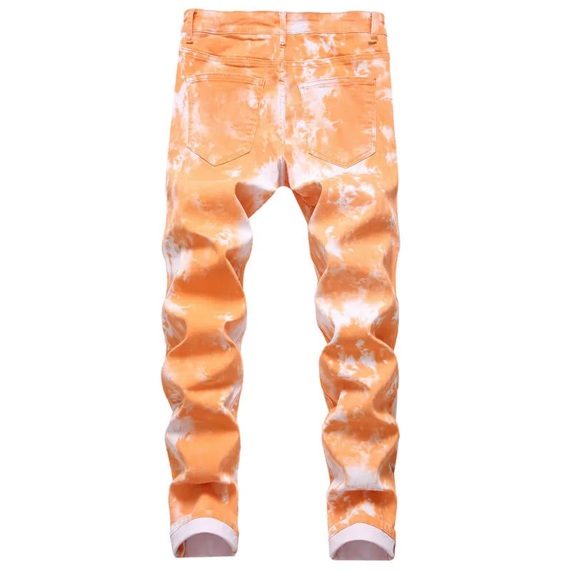Basic Men's Jeans Elasticity Mid Waisted Jeans Skinny Pencil Pants
