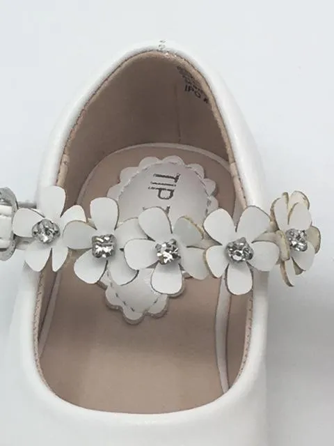 Beautiful Leatherette Shoes with Flowers Across the Strap Size 5