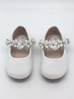 Beautiful Leatherette Shoes with Flowers Across the Strap Size 5