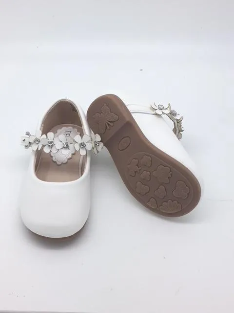 Beautiful Leatherette Shoes with Flowers Across the Strap Size 5
